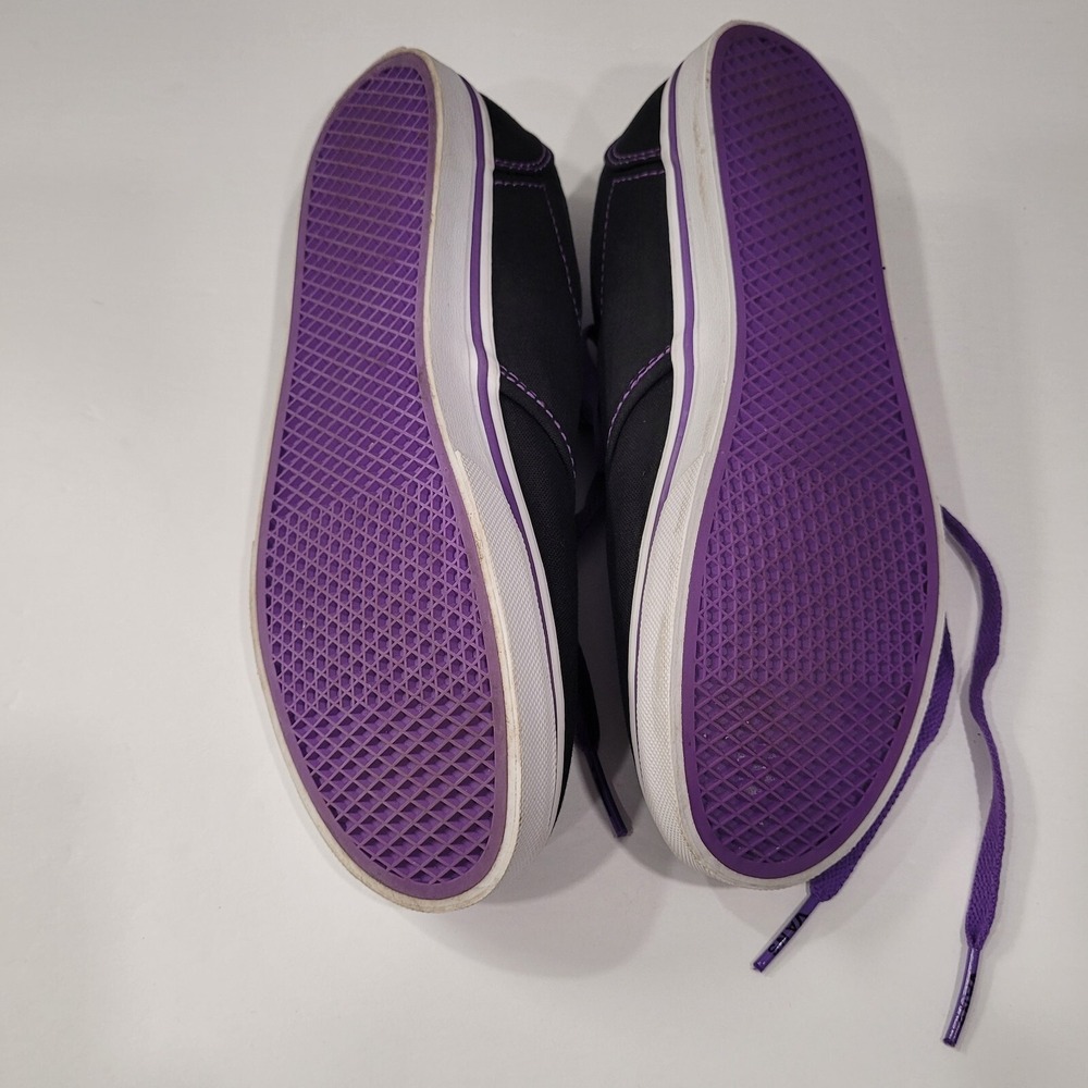 Vans Atwood Low Top Sneakers Black Canvas Purple Stitching Women's Missy Size 6 - Picture 11 of 11